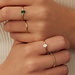 Isabel Bernard Baguette Olivia 14 karat gold ring with green zirconia stone