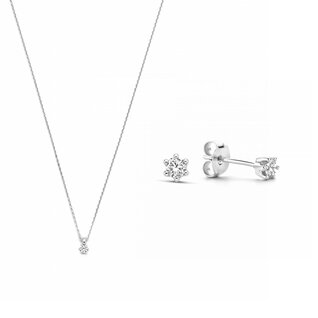 Isabel Bernard Cadeau d'Isabel 14 karat white gold necklace and ear studs gift set | diamond 0.30 ct