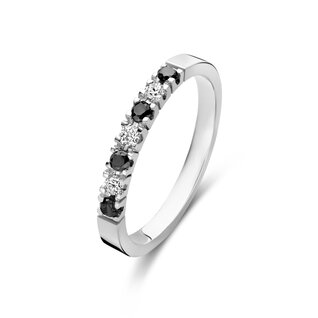 Isabel Bernard De la Paix Feline 14 karat white gold ring | black and white diamonds 0.27 ct