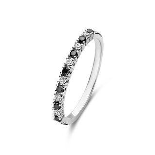 Isabel Bernard De la Paix Feline 14 karat white gold ring | black and white diamonds 0.20 ct