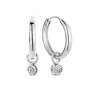 Isabel Bernard De la Paix Inaya 14 karat white gold hoop earrings | diamond 0.02 ct