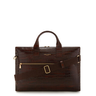 Isabel Bernard Honoré Anique croco brown calfskin leather handbag