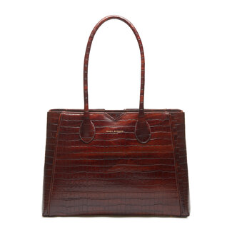 Isabel Bernard Honoré Cloe croco brown calfskin leather handbag
