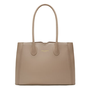 Isabel Bernard Honoré Cloe taupe calfskin leather handbag