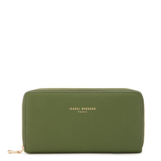 Isabel Bernard Honoré Léa green calfskin leather zipper wallet