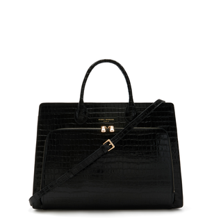 Isabel Bernard Honoré Nadine croco black calfskin leather handbag