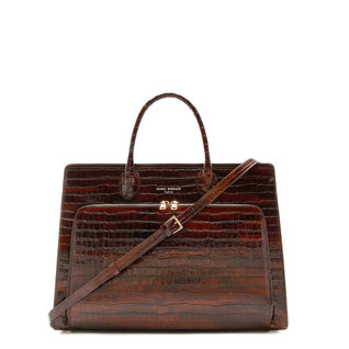 Isabel Bernard Honoré Nadine croco brown calfskin leather handbag