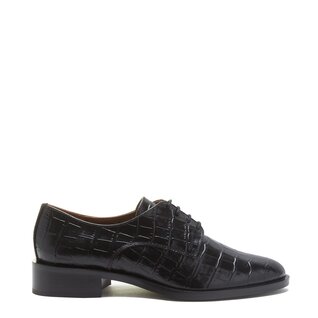 Isabel Bernard Vendôme Ellen croco black calfskin leather lace-up shoes