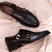 Isabel Bernard Vendôme Sophie black calfskin leather double monk shoes